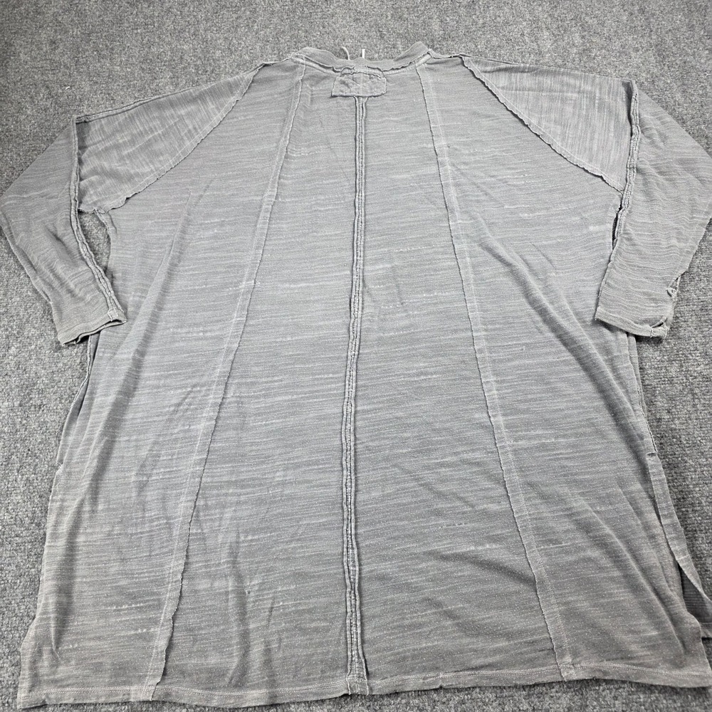 We The Free People Top Small Distressed Gray Long Tunic Grunge Thumb Holes - Picture 4 of 13